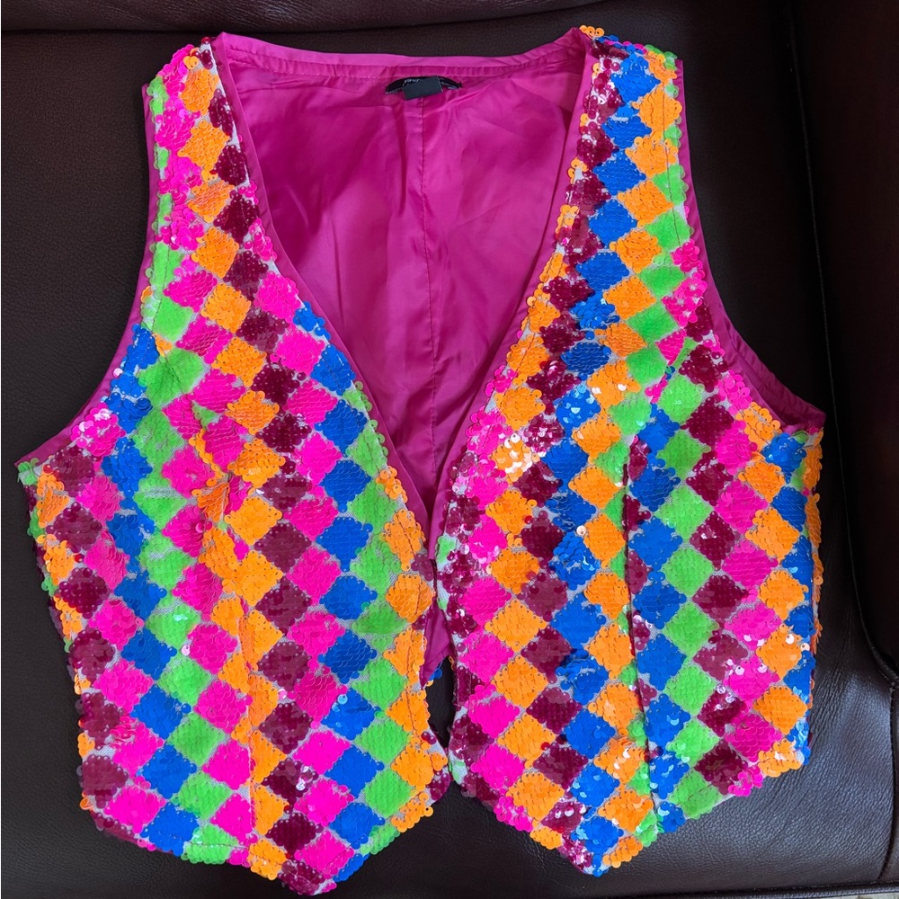 NWOT Nasty Gal Rainbow Sequin Vest